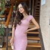 Vestido de malha rosa Miriam